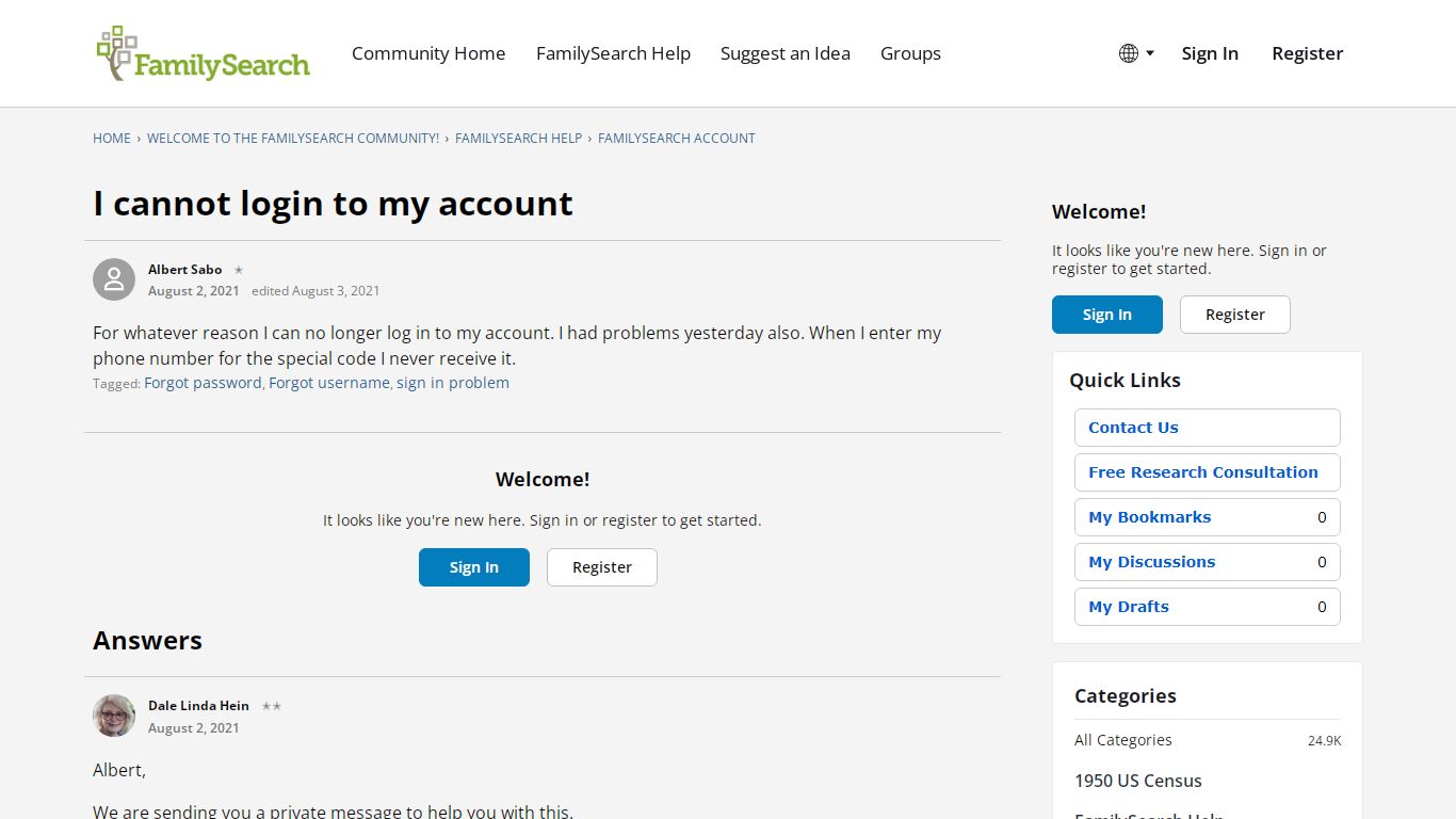I cannot login to my account — FamilySearch Community